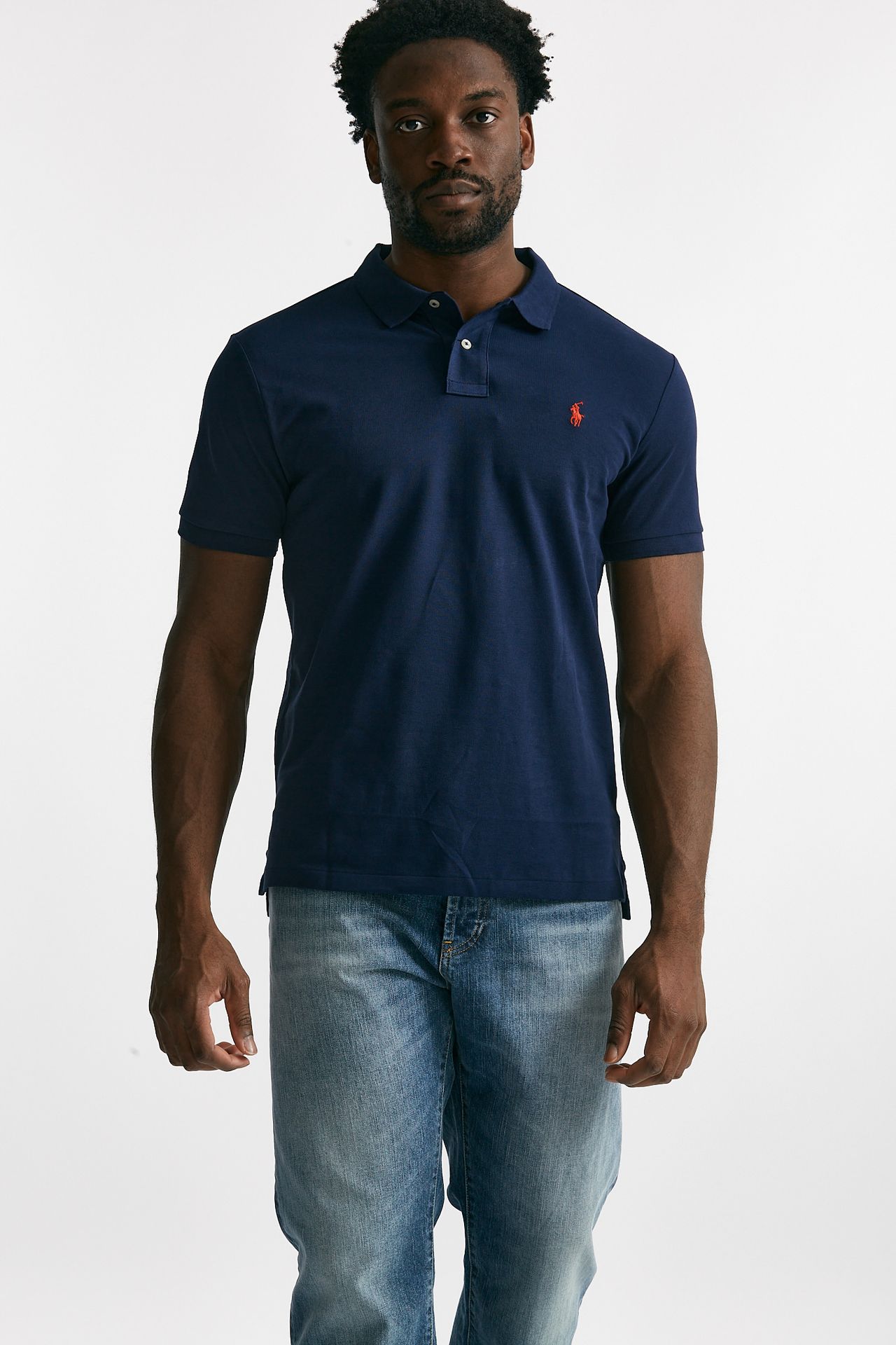 Polo in cotone piquet blu