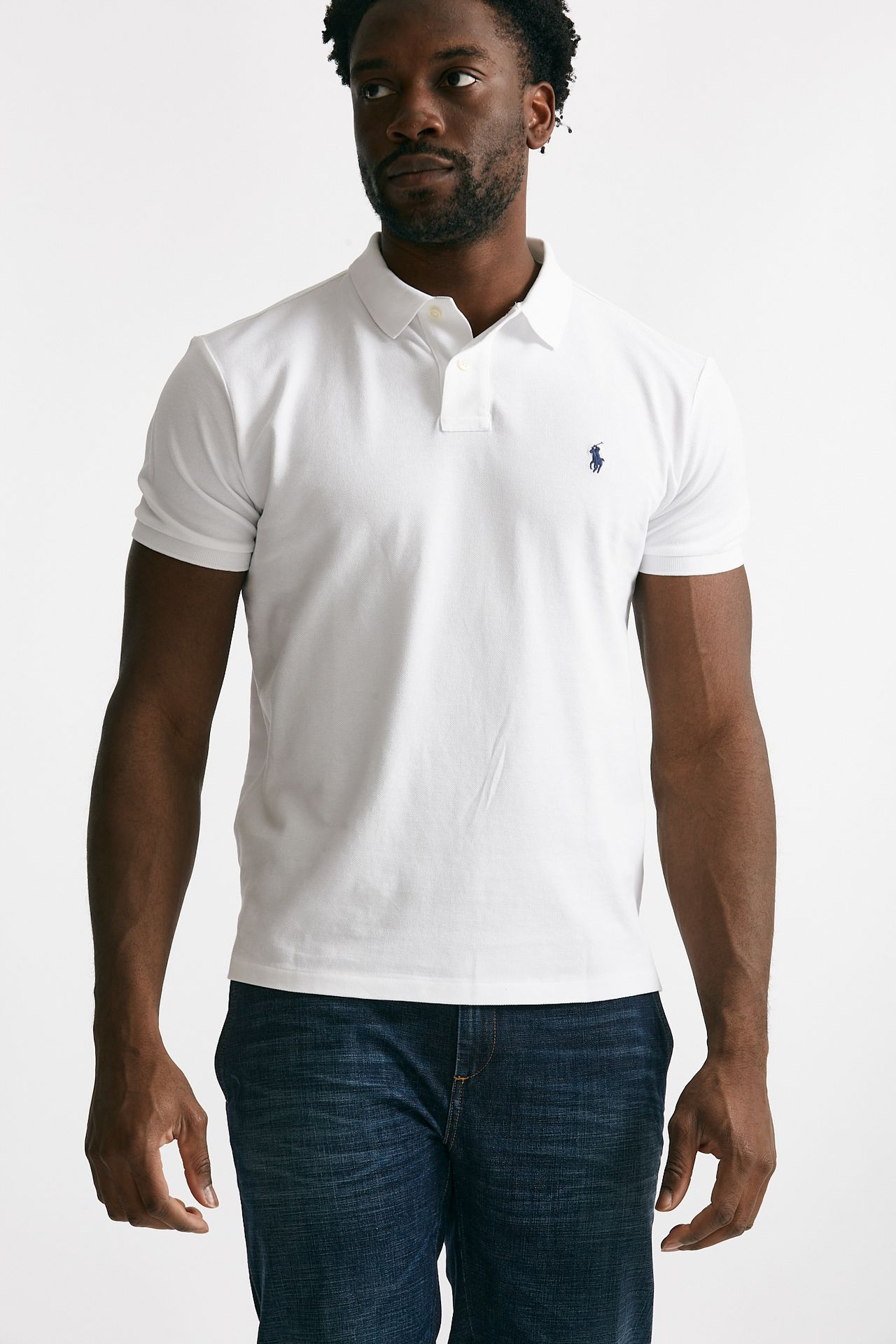 Polo in cotone piquet bianco