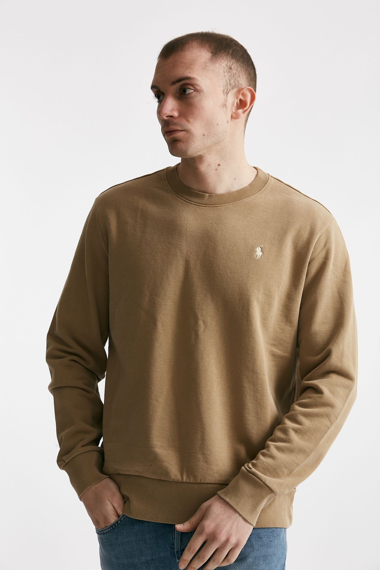 Felpa in cotone lavato cammello
