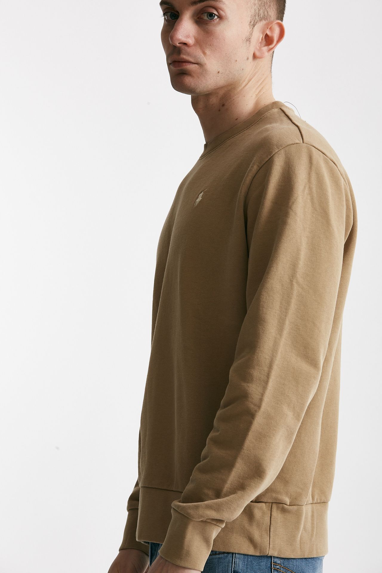 Felpa in cotone lavato cammello