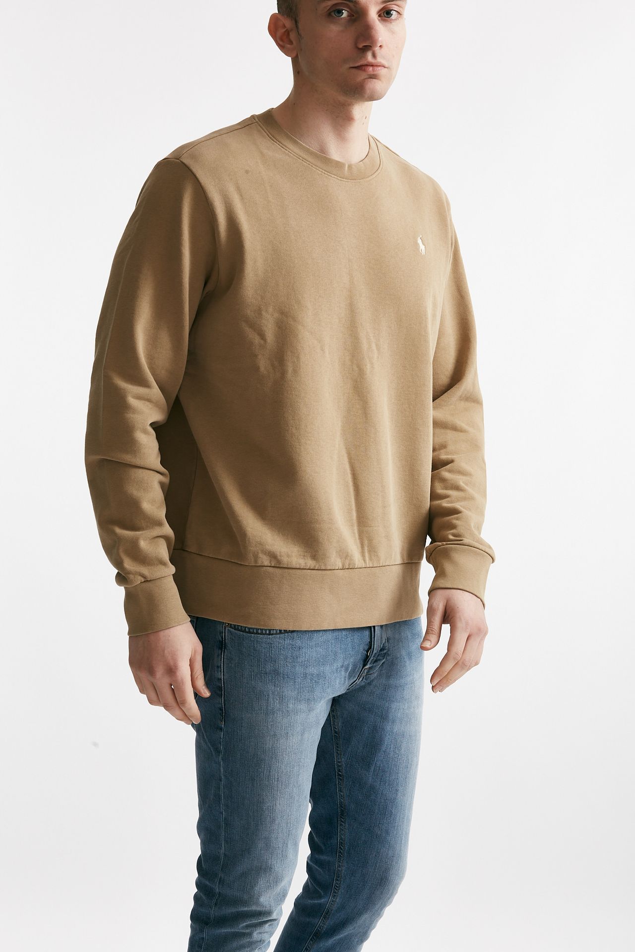 Felpa in cotone lavato cammello