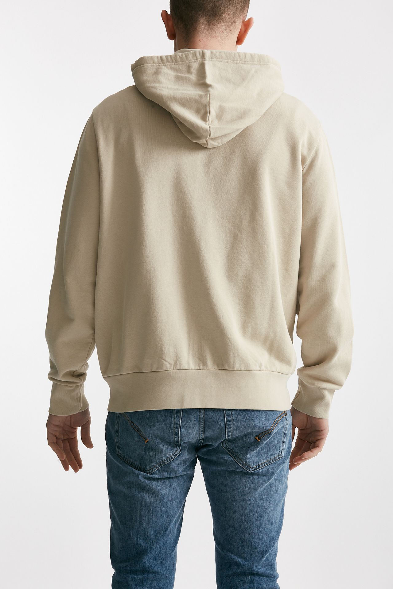 Felpa cappuccio in cotone lavato beige