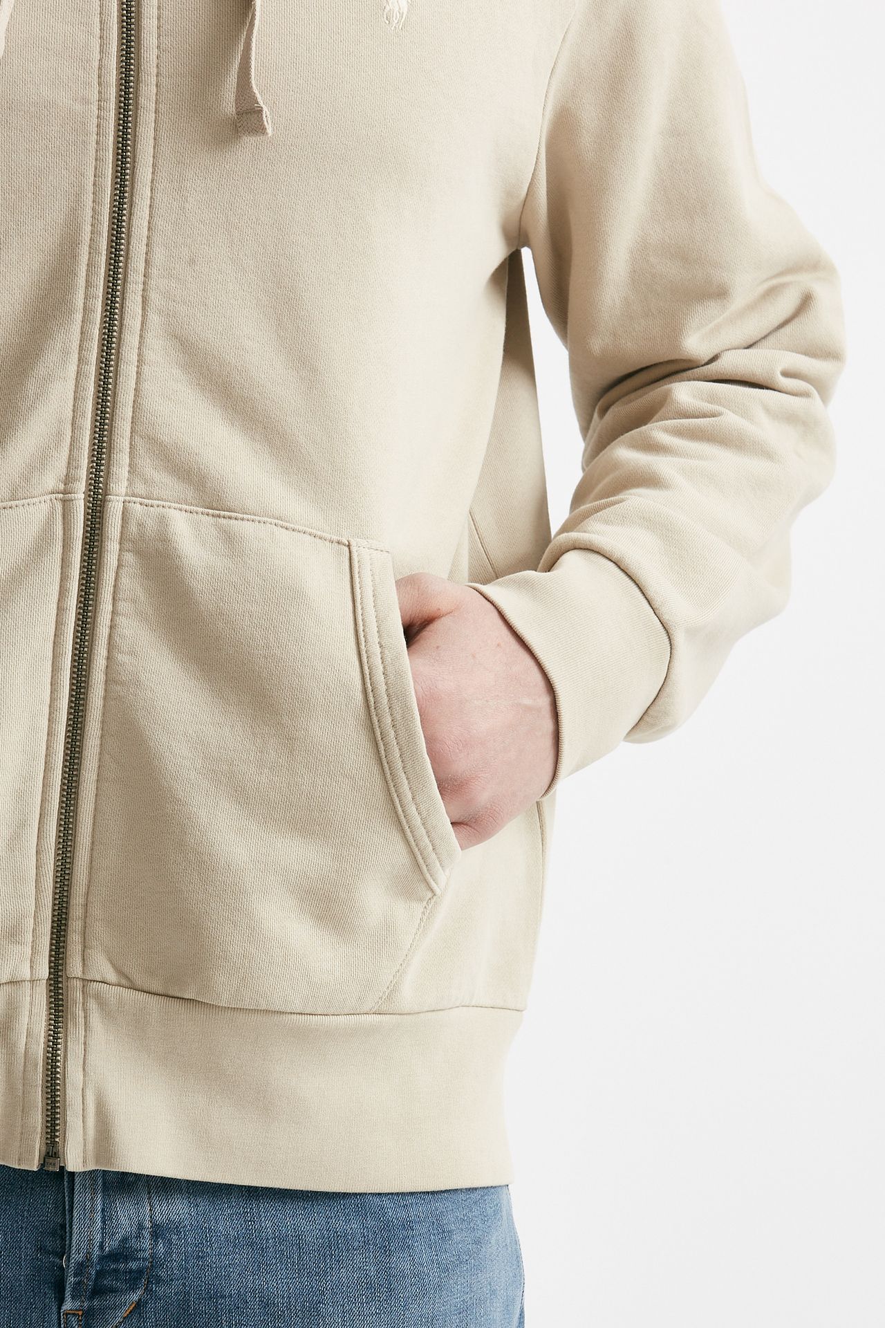Felpa cappuccio in cotone lavato beige