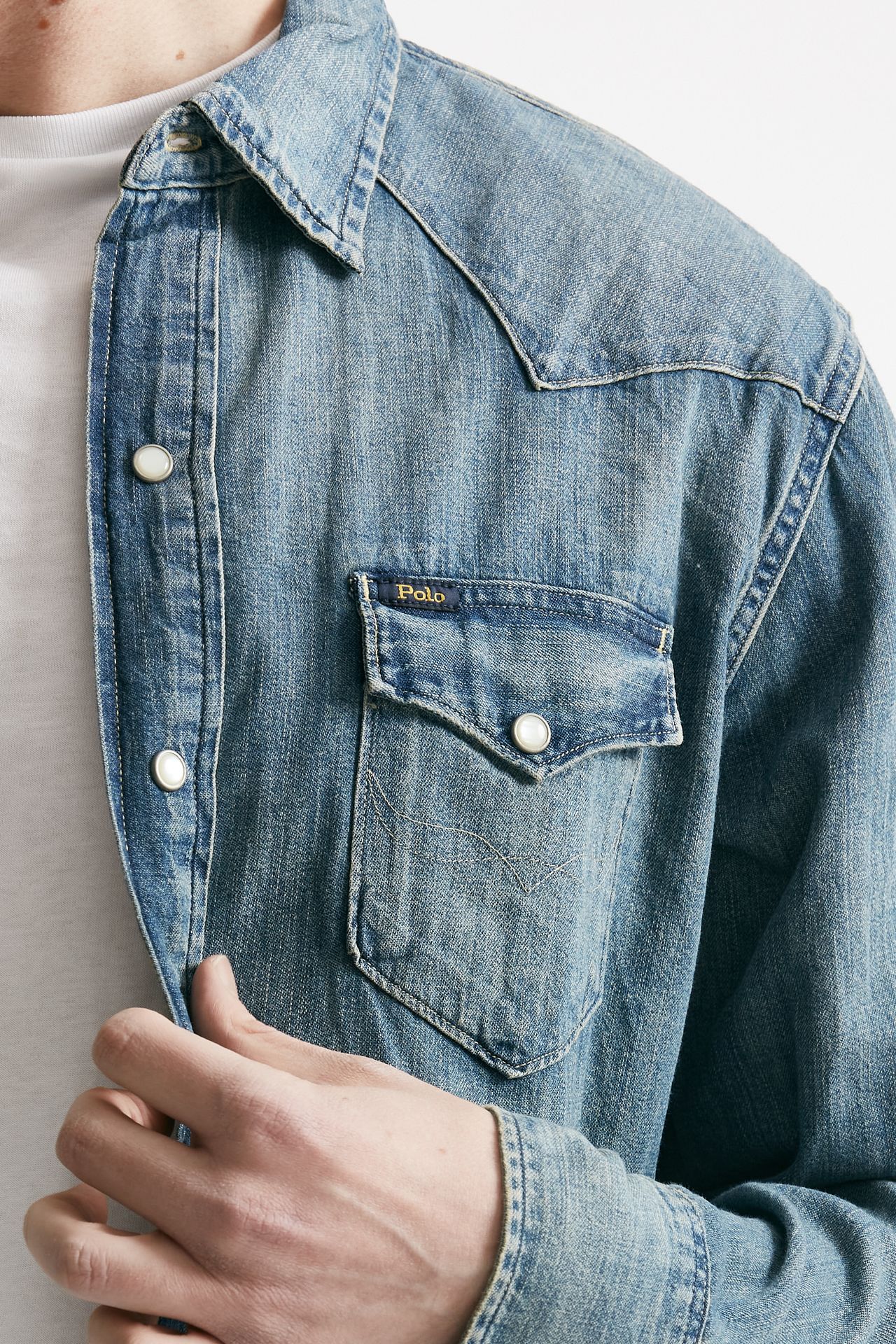 Camicia in cotone denim chiaro 
