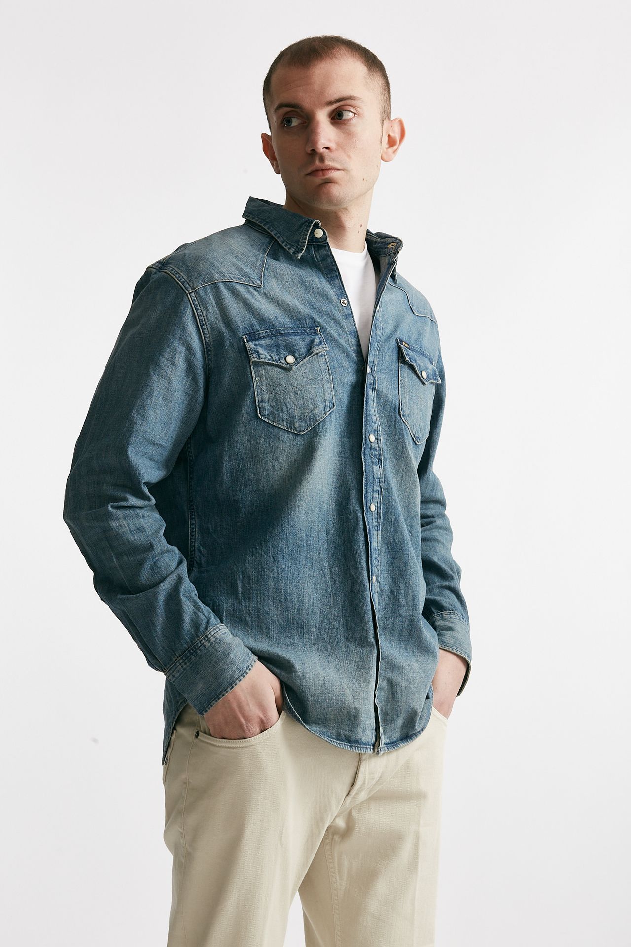 Camicia in cotone denim chiaro 