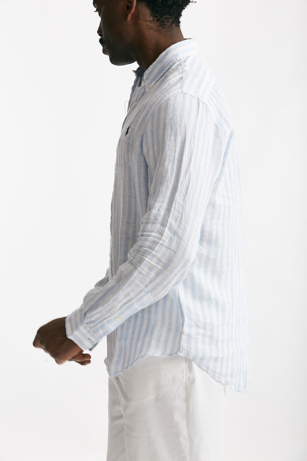 Camicia in lino Rigato bianco e azzurro