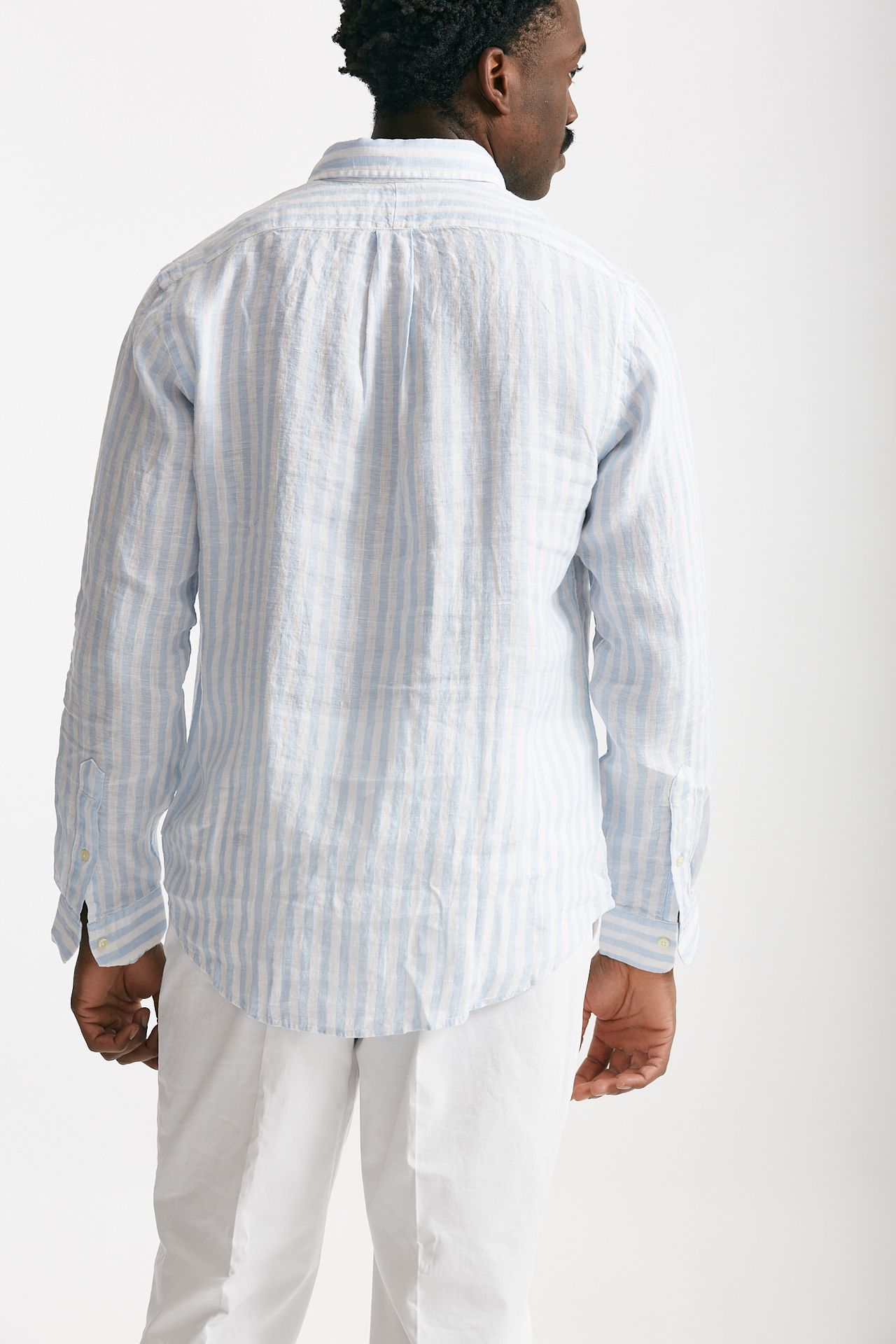 Camicia in lino Rigato bianco e azzurro