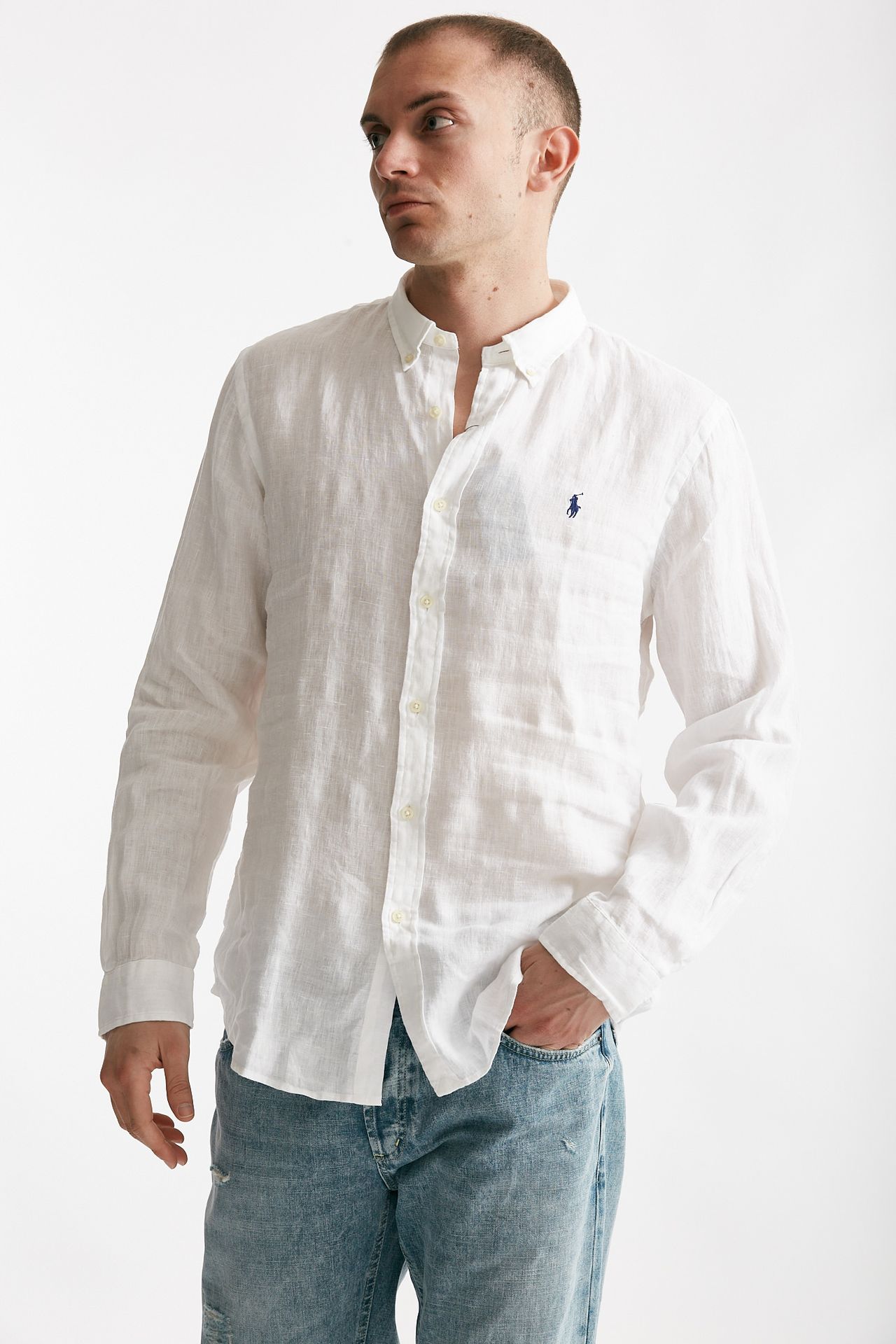 Camicia in lino bianco