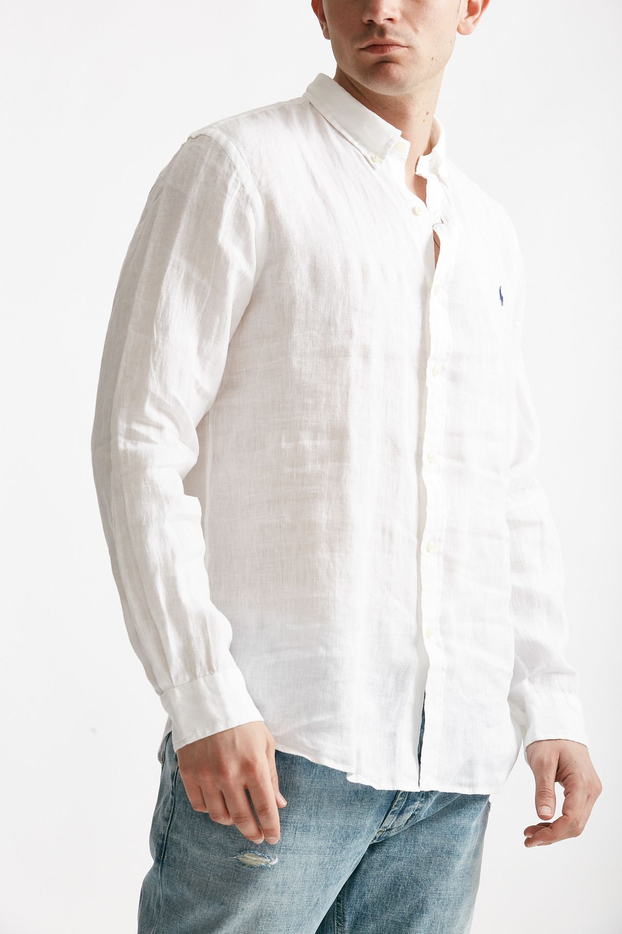 Camicia in lino bianco