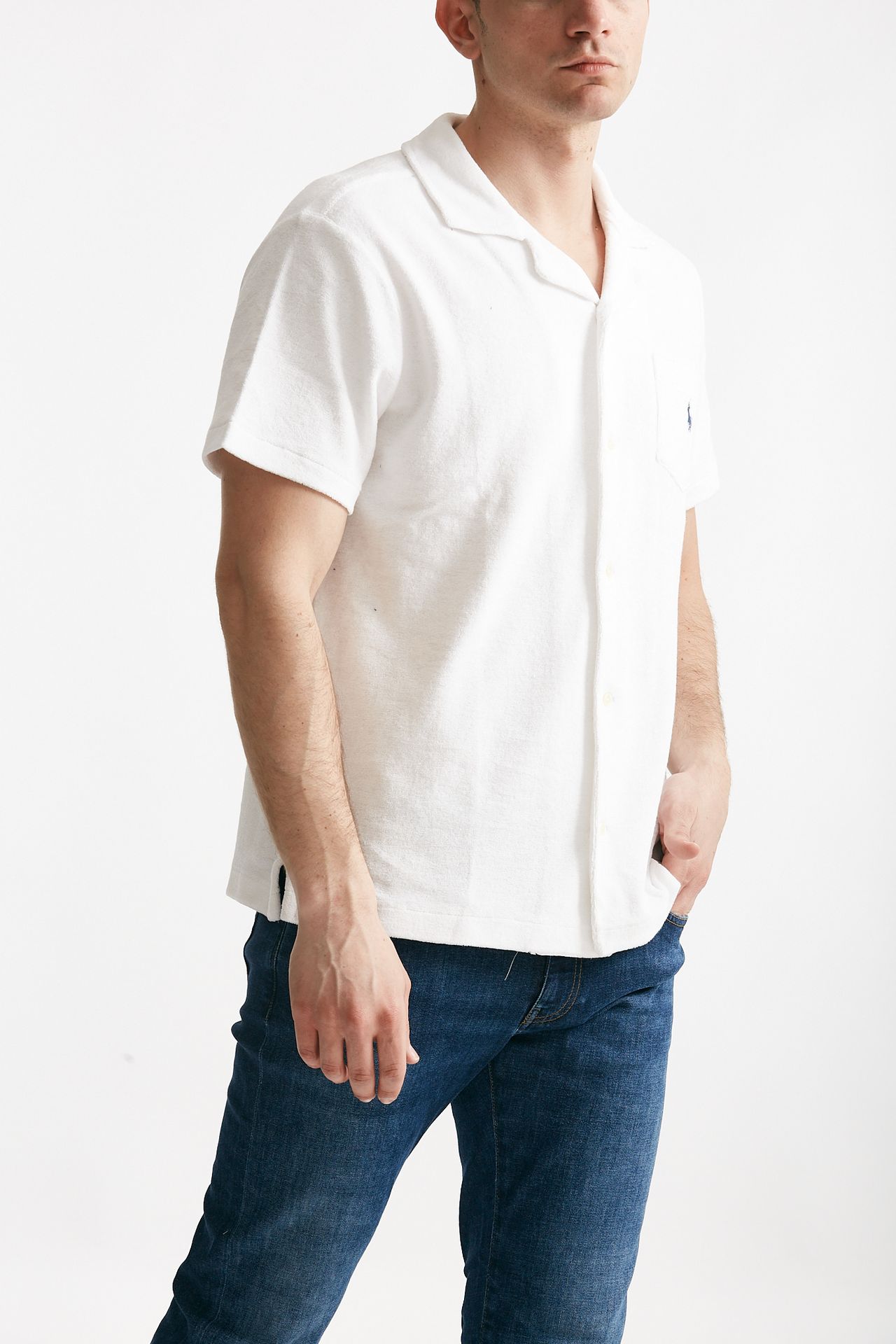 Polo in cotone e poliestere bianco