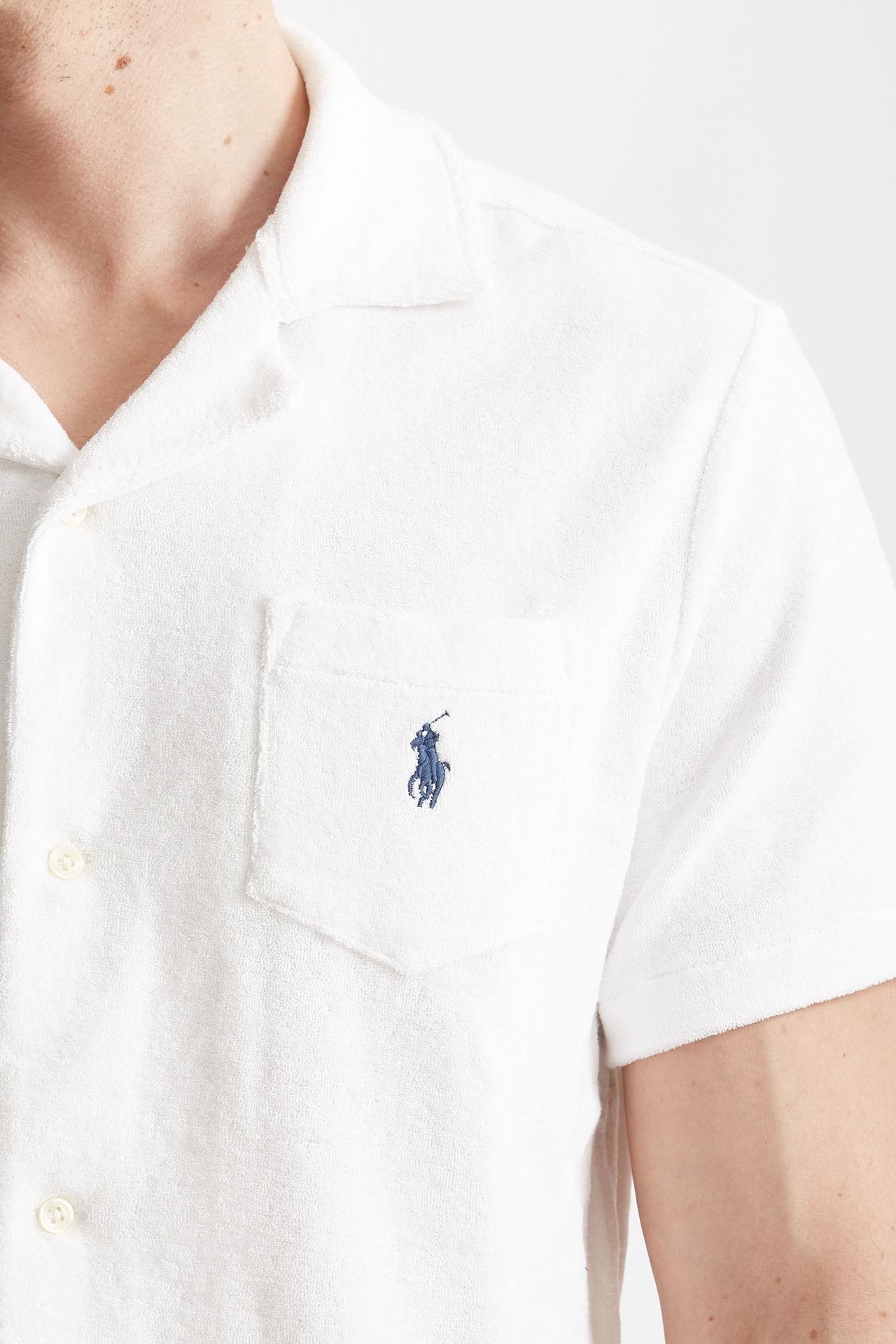 Polo in cotone e poliestere bianco