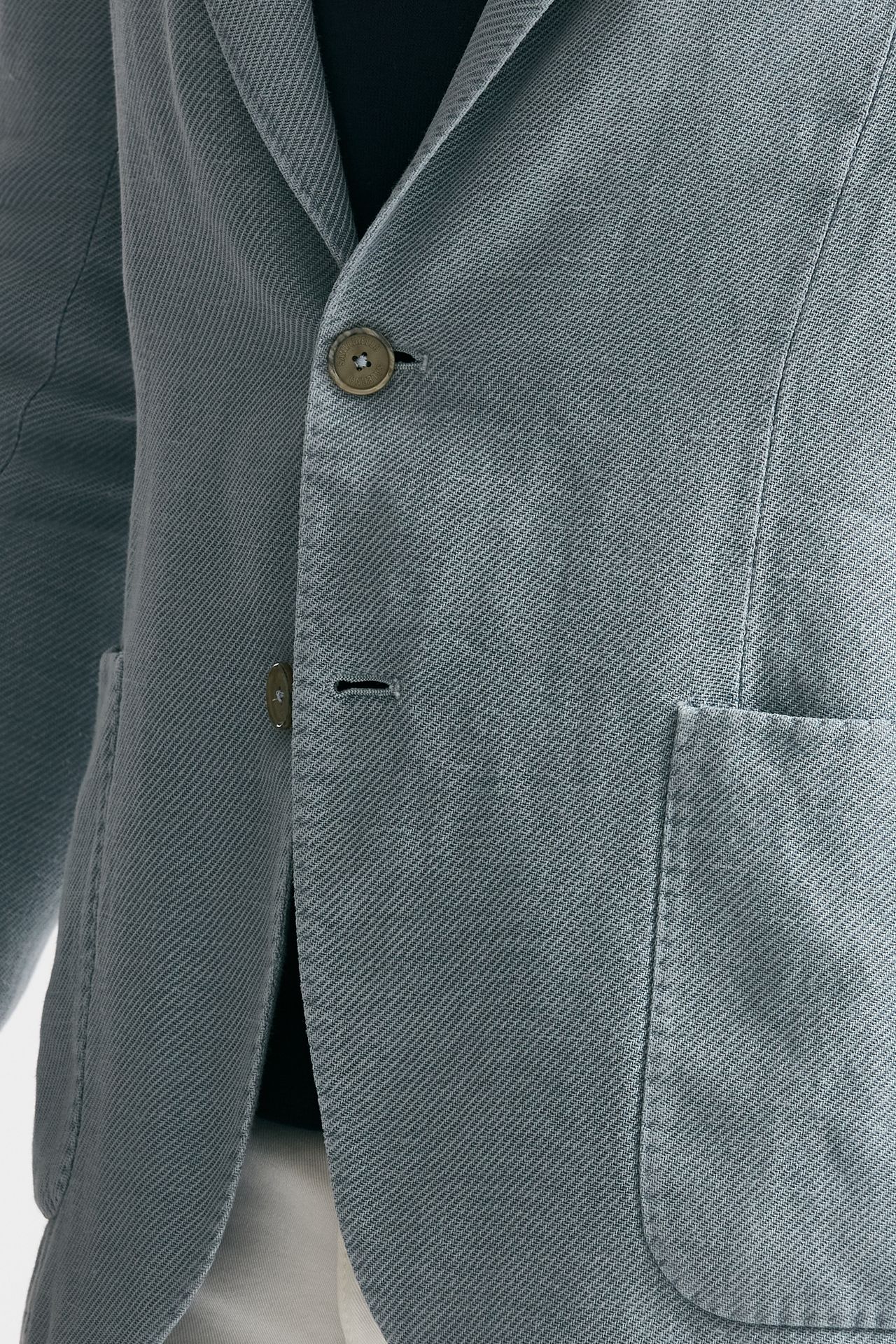 Giacca monopetto azzurro cotone lino e ramie