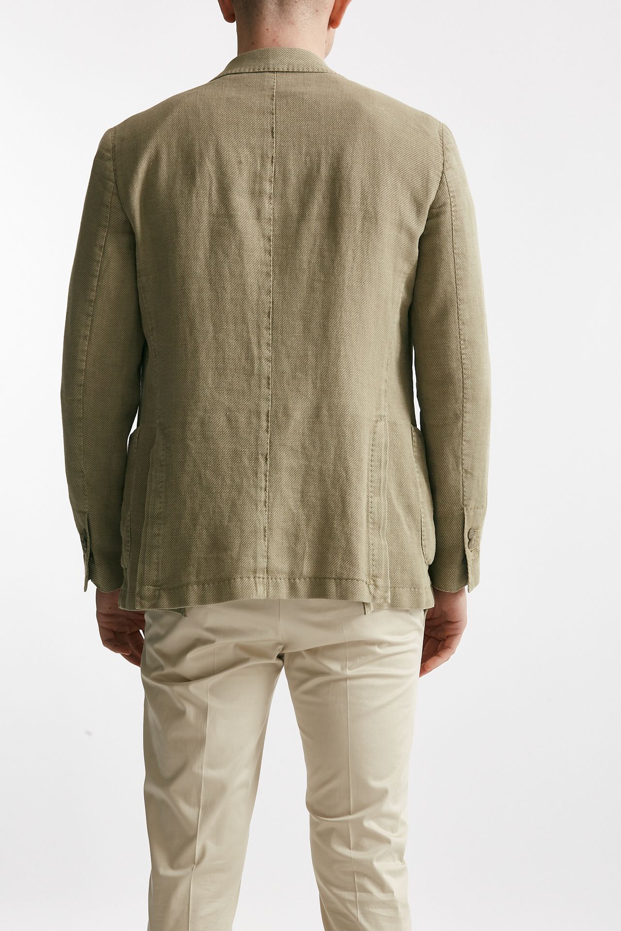 Giacca monopetto verde chiaro cotone lino e ramie