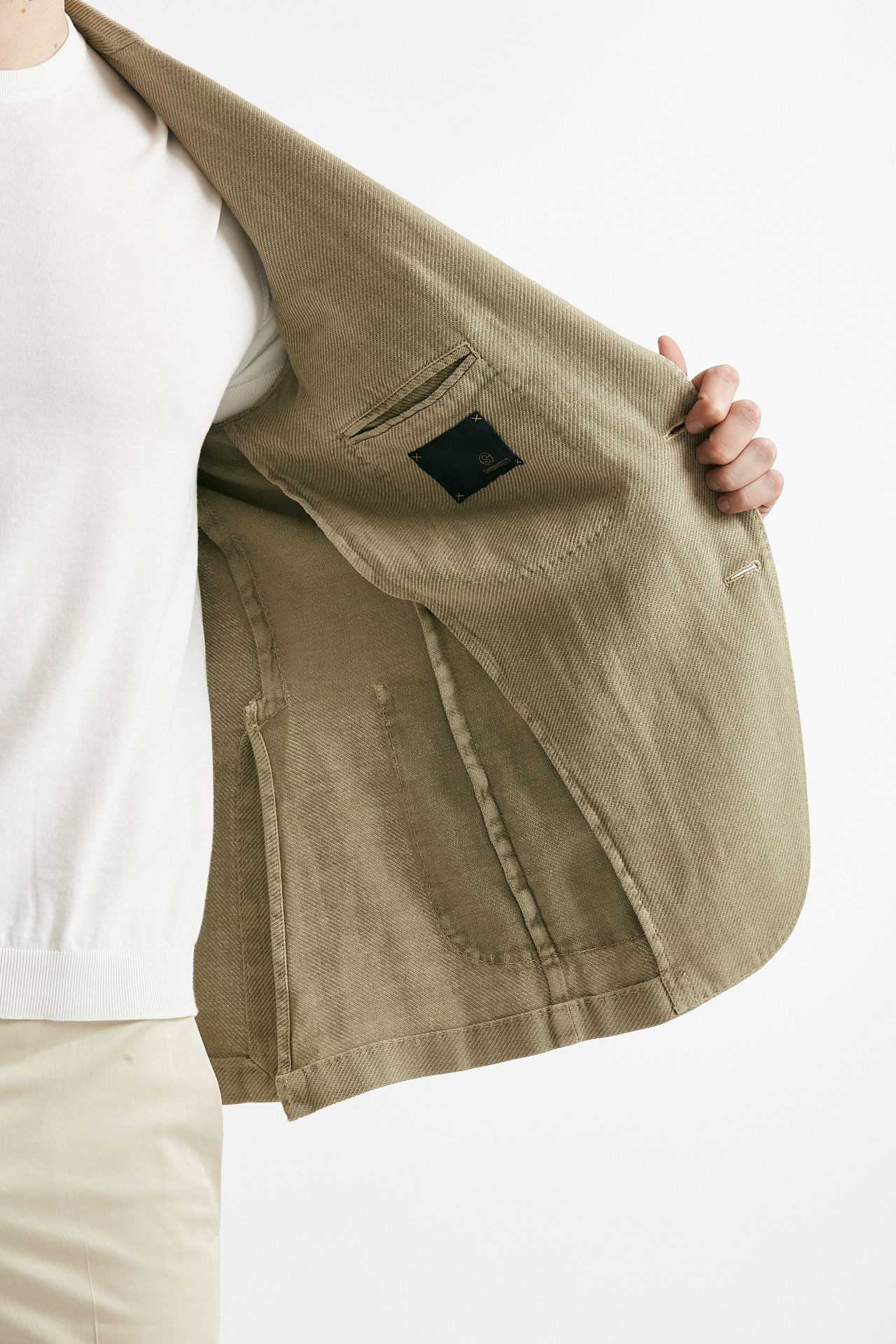 Giacca monopetto verde chiaro cotone lino e ramie