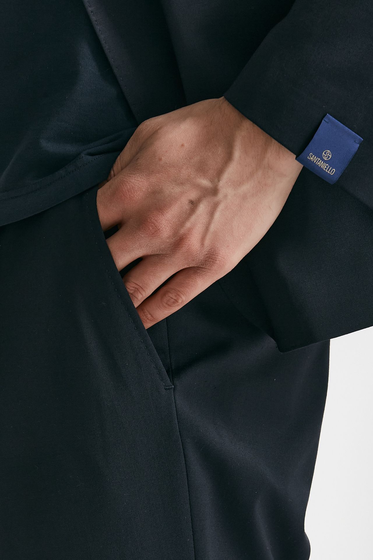 Abito monopetto blu lana stretch