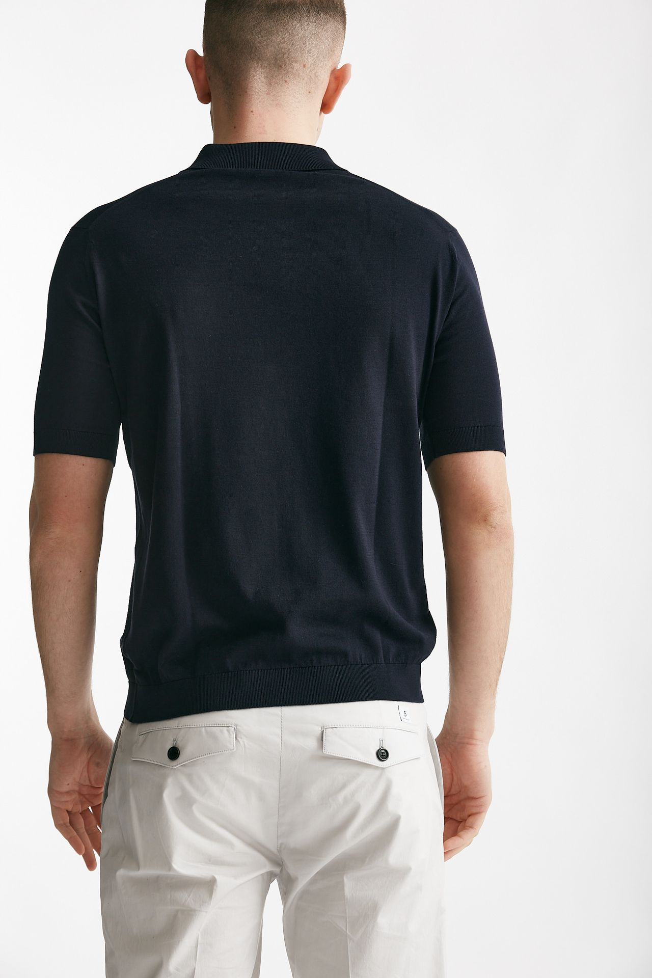 Polo REID in cotone sea island blu 