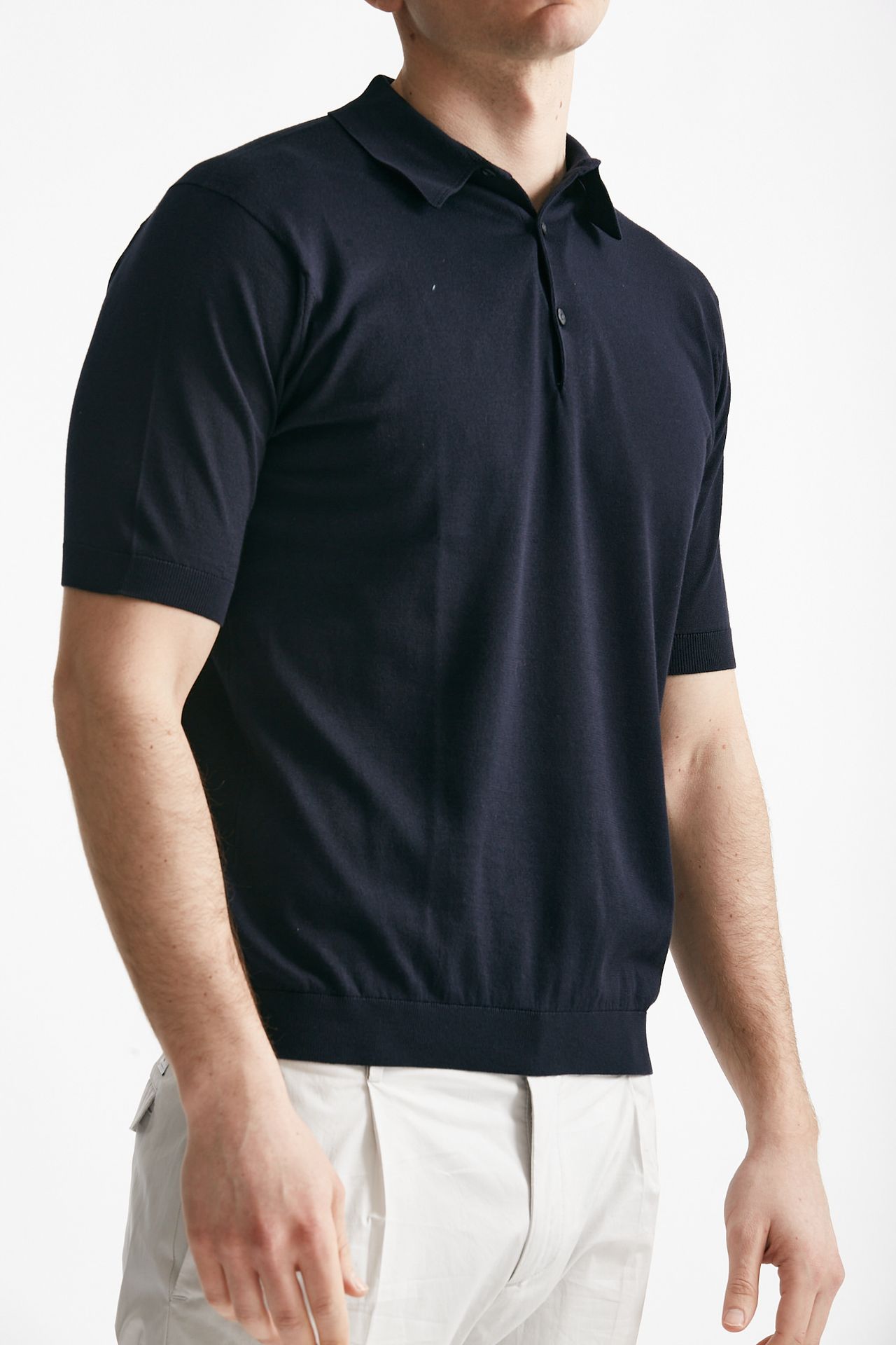 Polo REID in cotone sea island blu 