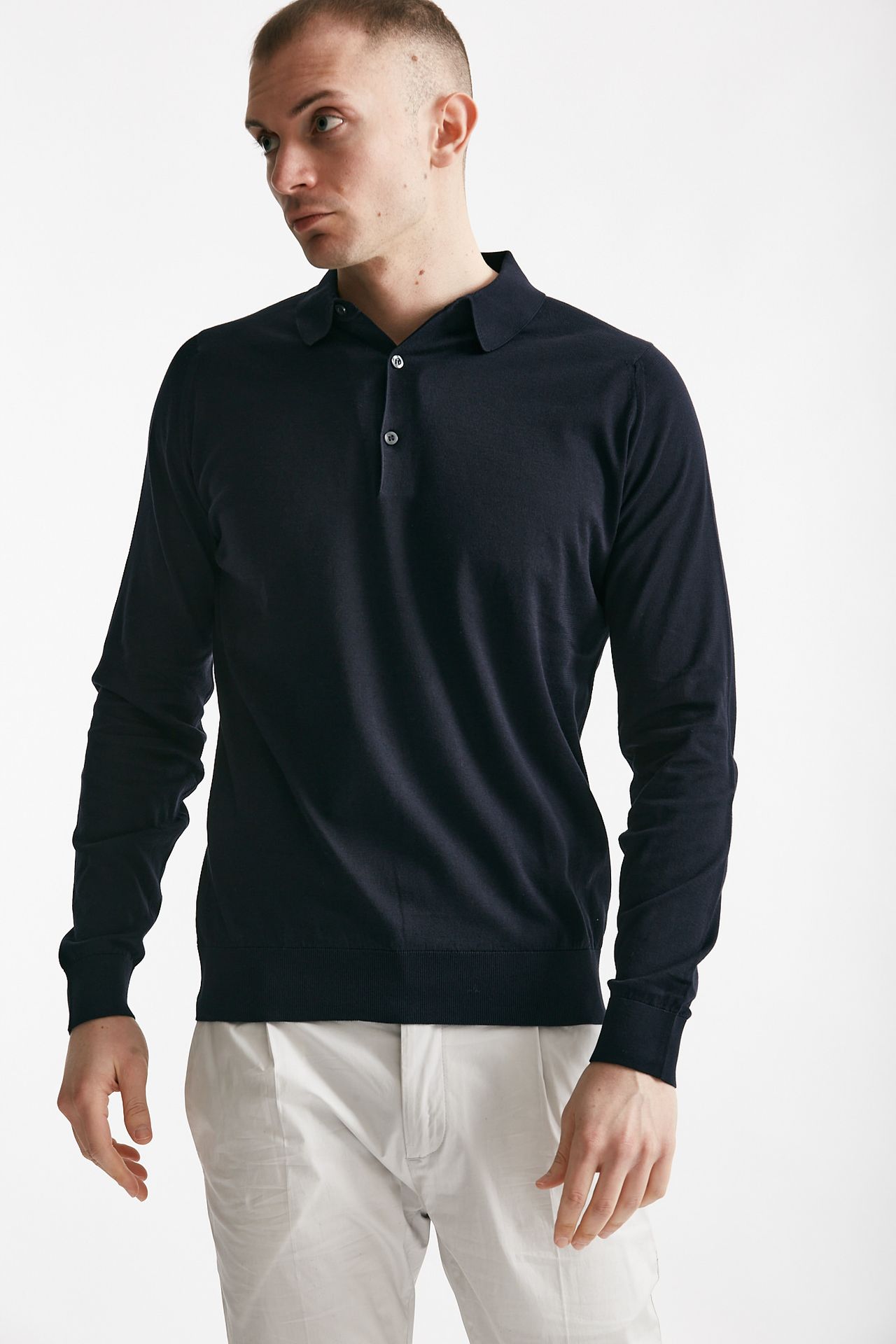 Polo BRADWELL in cotone sea island blu