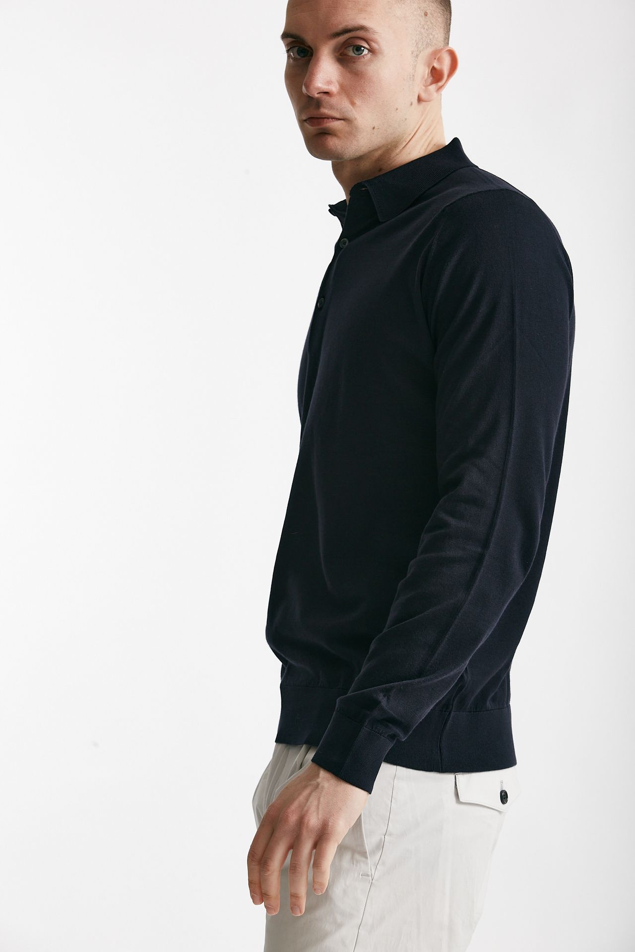 Polo BRADWELL in cotone sea island blu 