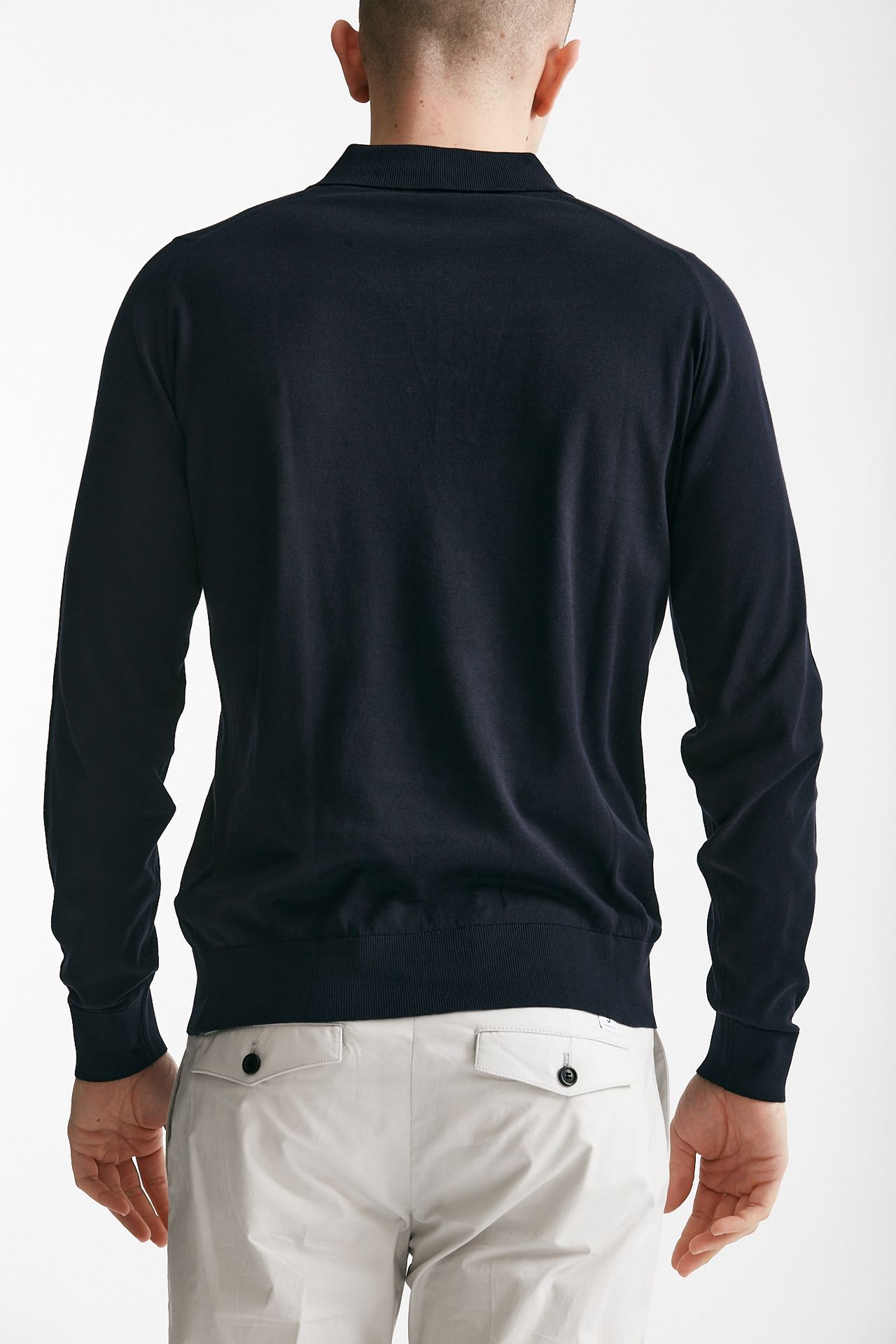 Polo BRADWELL in cotone sea island blu 