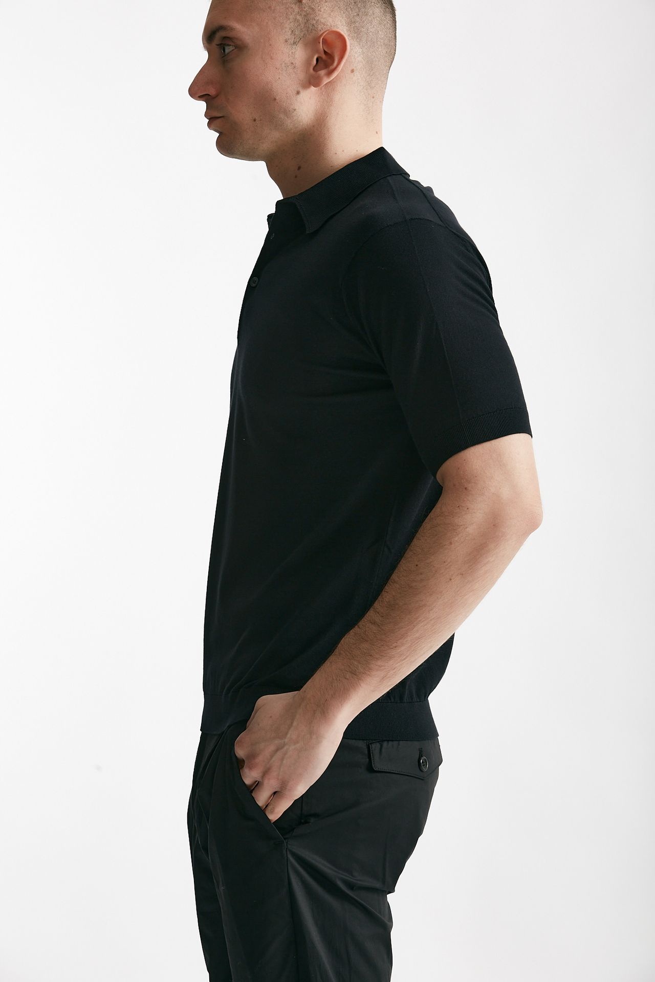 Polo REID in cotone sea island nero 