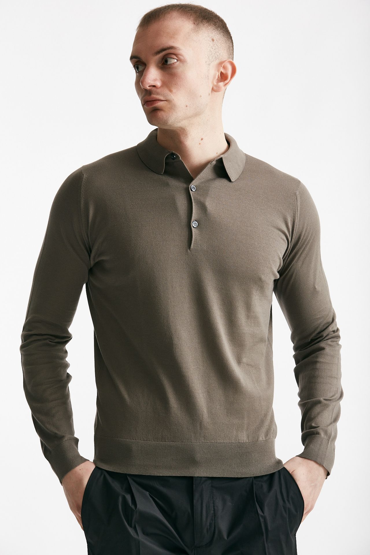 Polo BRADWELL in cotone sea island fango
