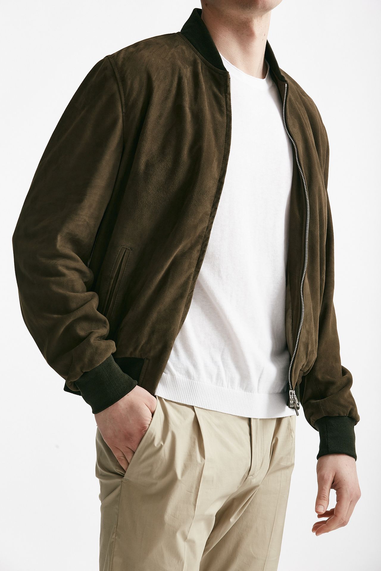 Bomber EMANUELE in camoscio verde