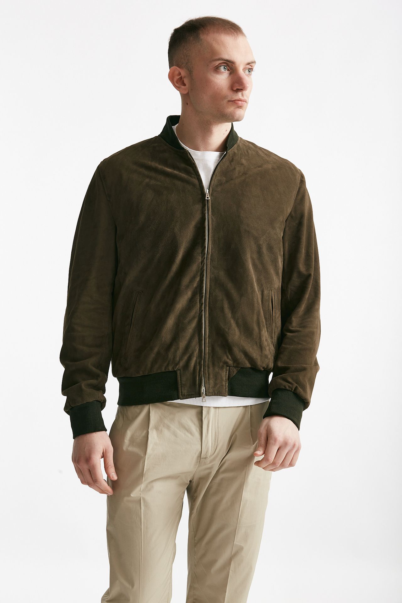 Bomber EMANUELE in camoscio verde