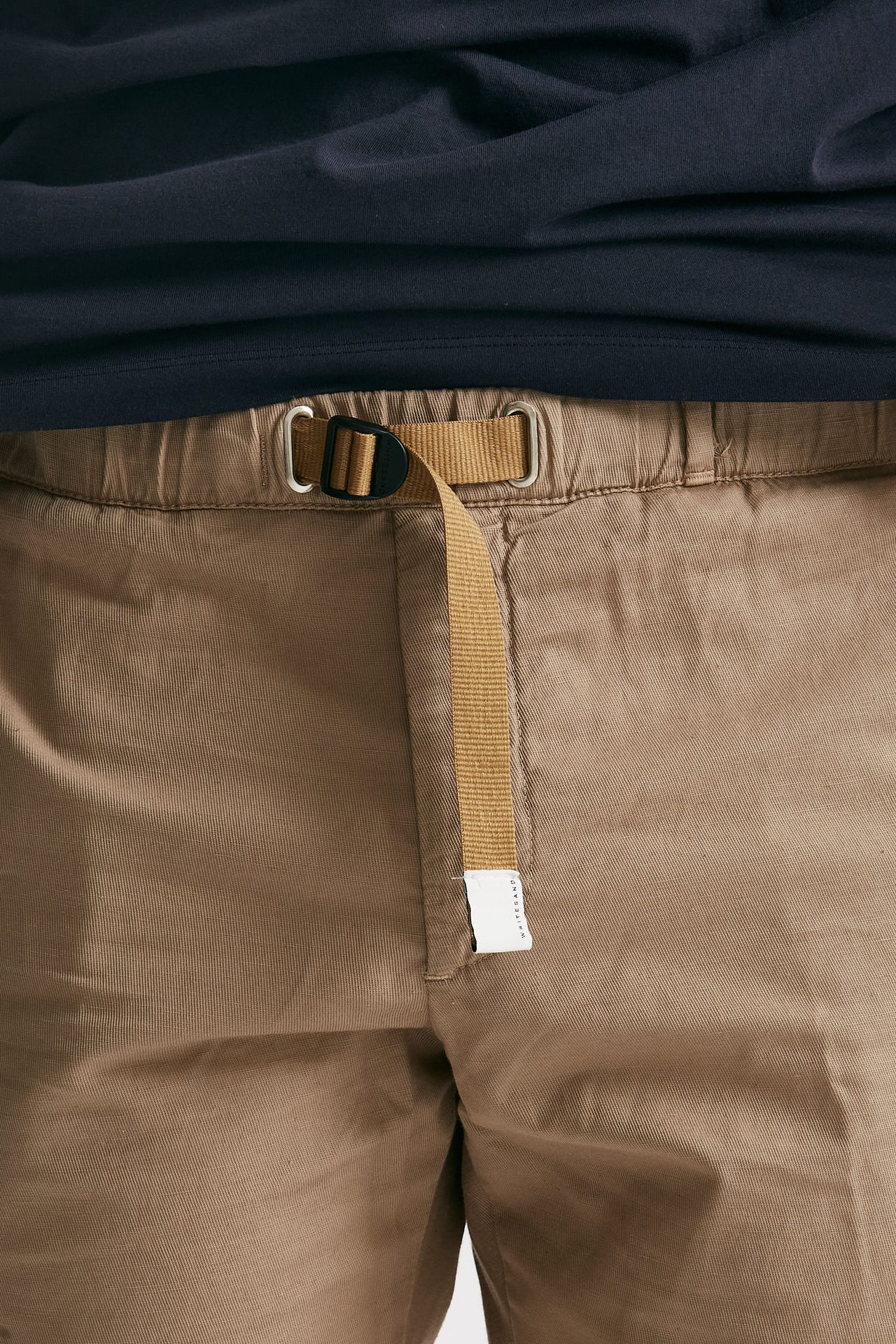 Pantalone in cotone e lino stretch beige