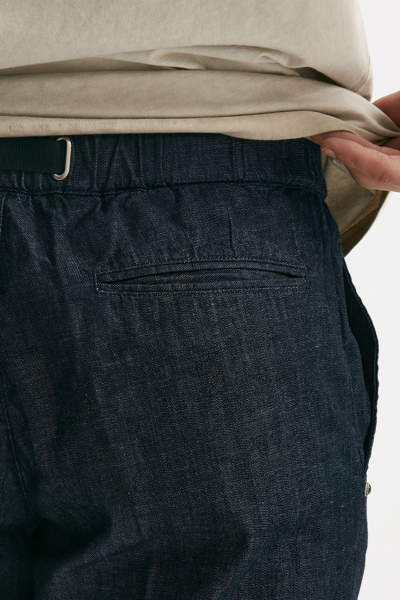 Pantalone in cotone fermo chambray blu