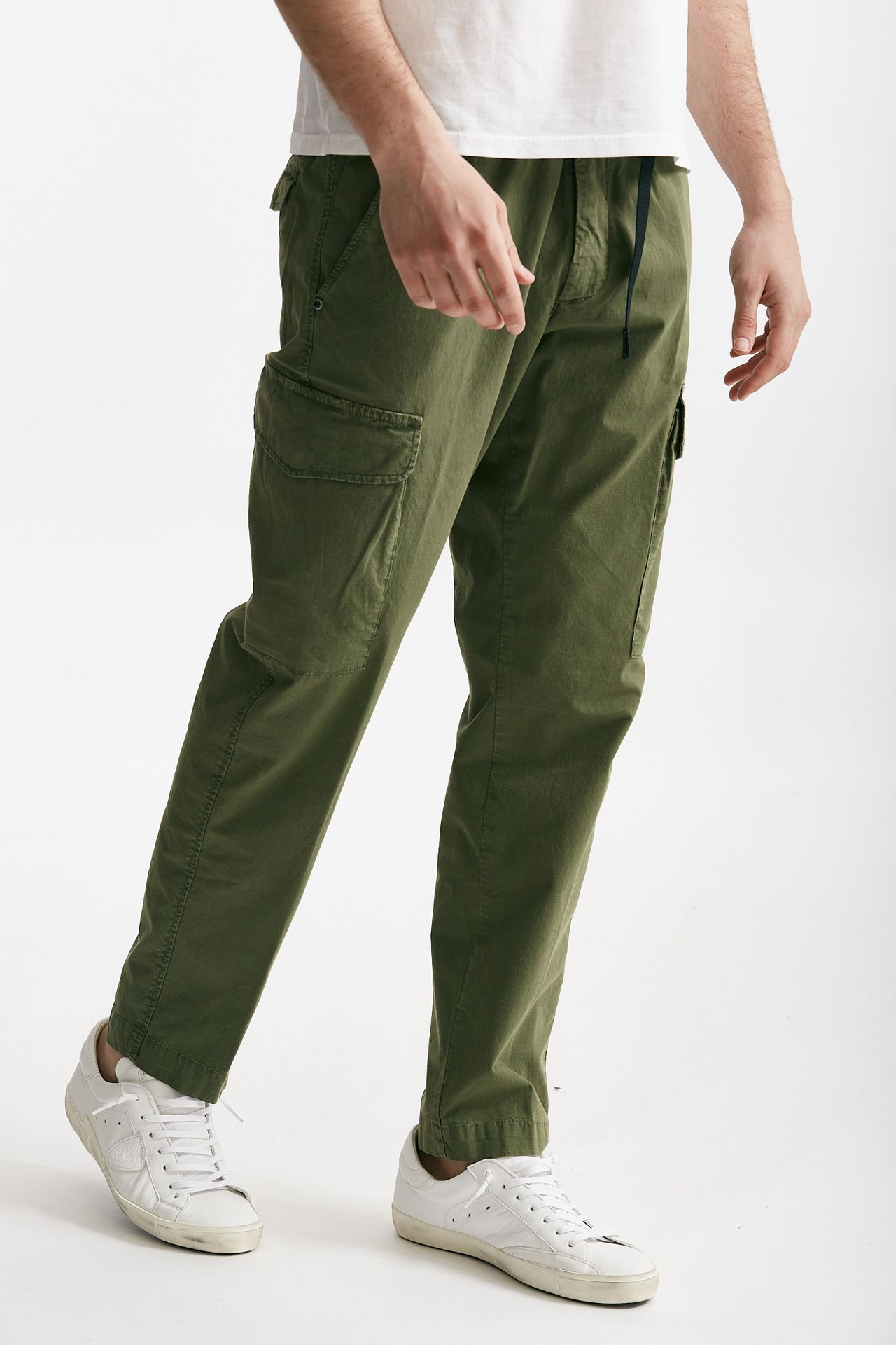 Pantalone cargo in cotone ripstop stretch verde