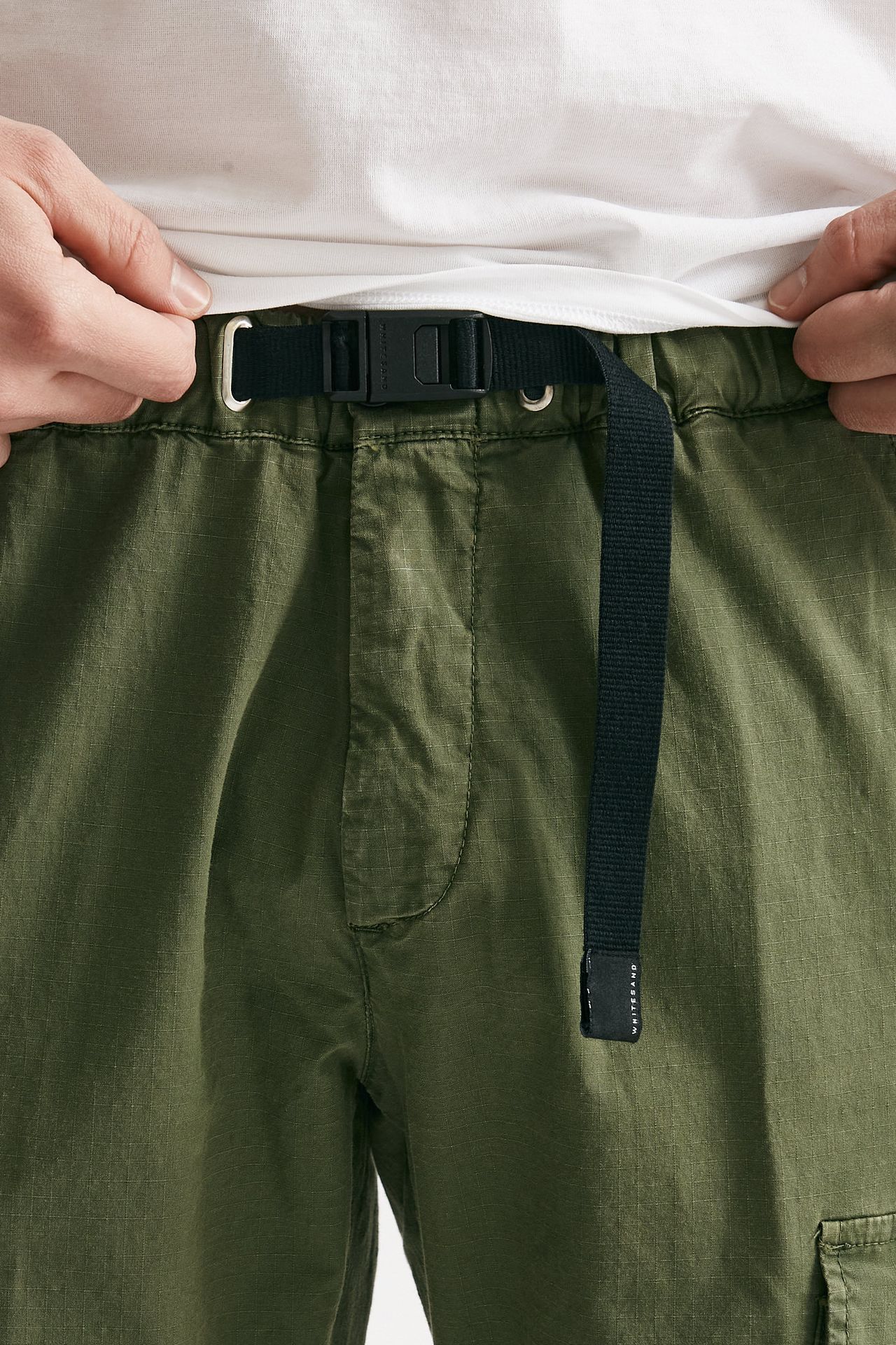 Pantalone cargo in cotone ripstop stretch verde