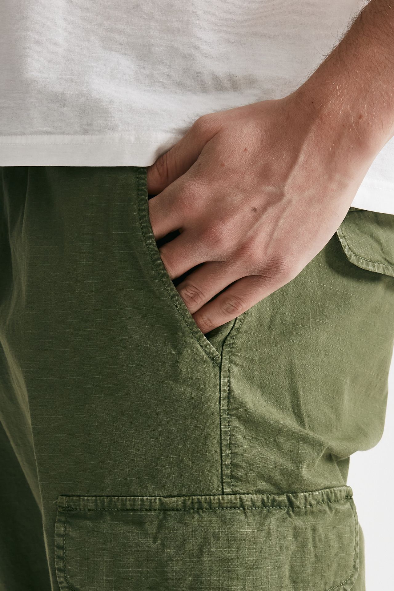 Pantalone cargo in cotone ripstop stretch verde