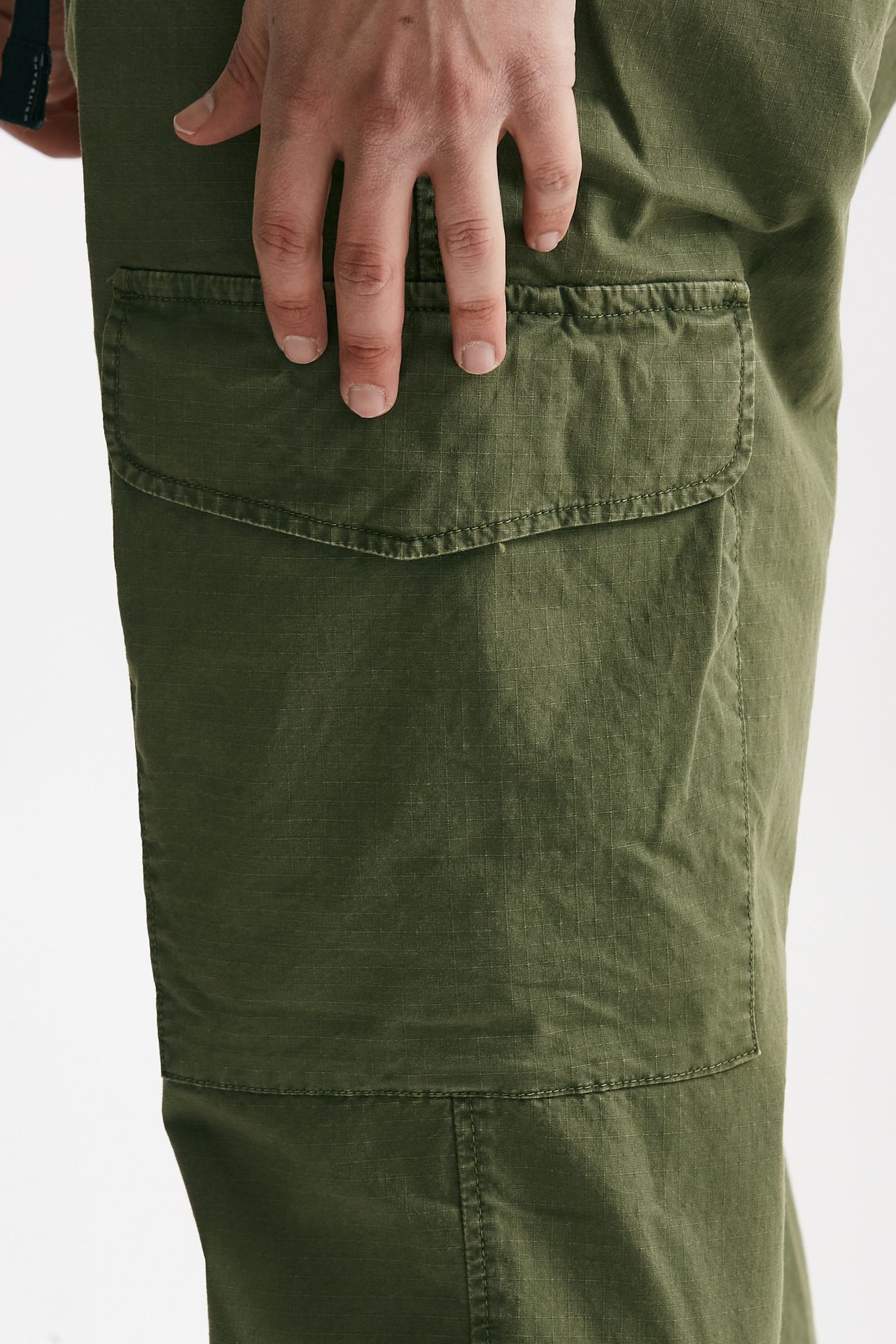 Pantalone cargo in cotone ripstop stretch verde