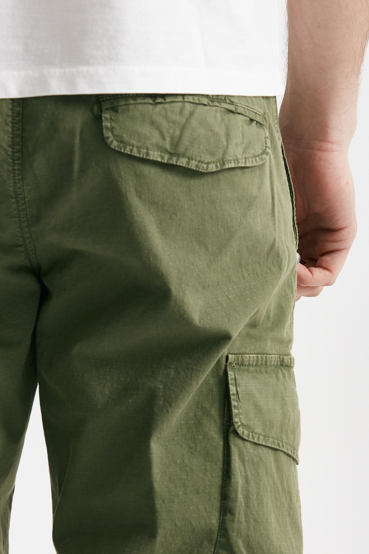 Pantalone cargo in cotone ripstop stretch verde