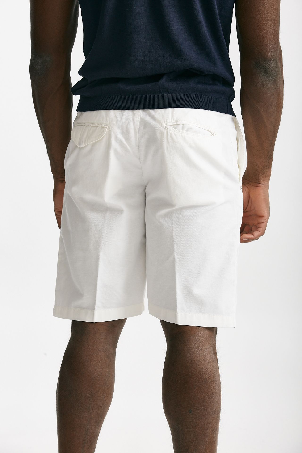 Bermuda in cotone e lino stretch bianco