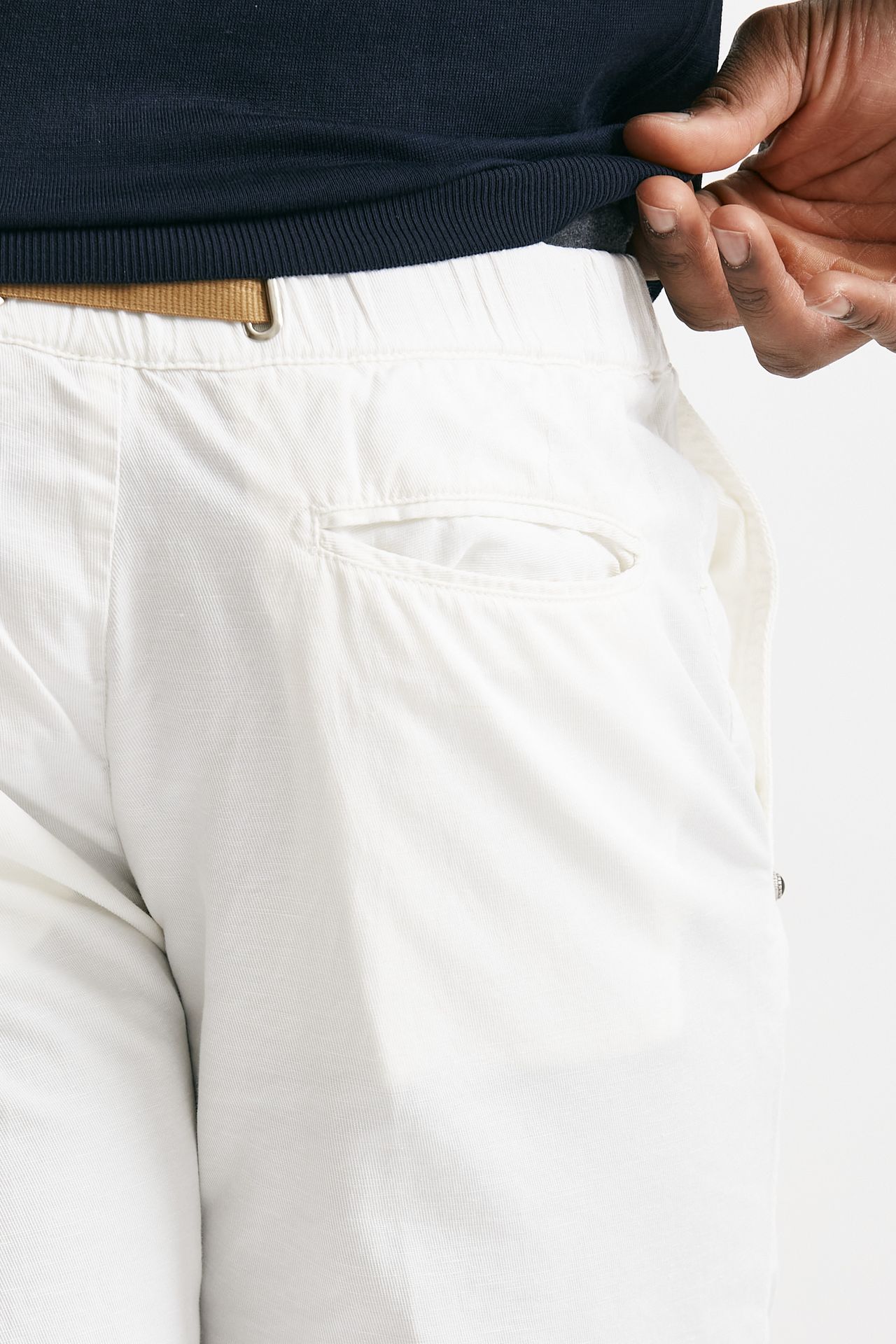 Bermuda in cotone e lino stretch bianco