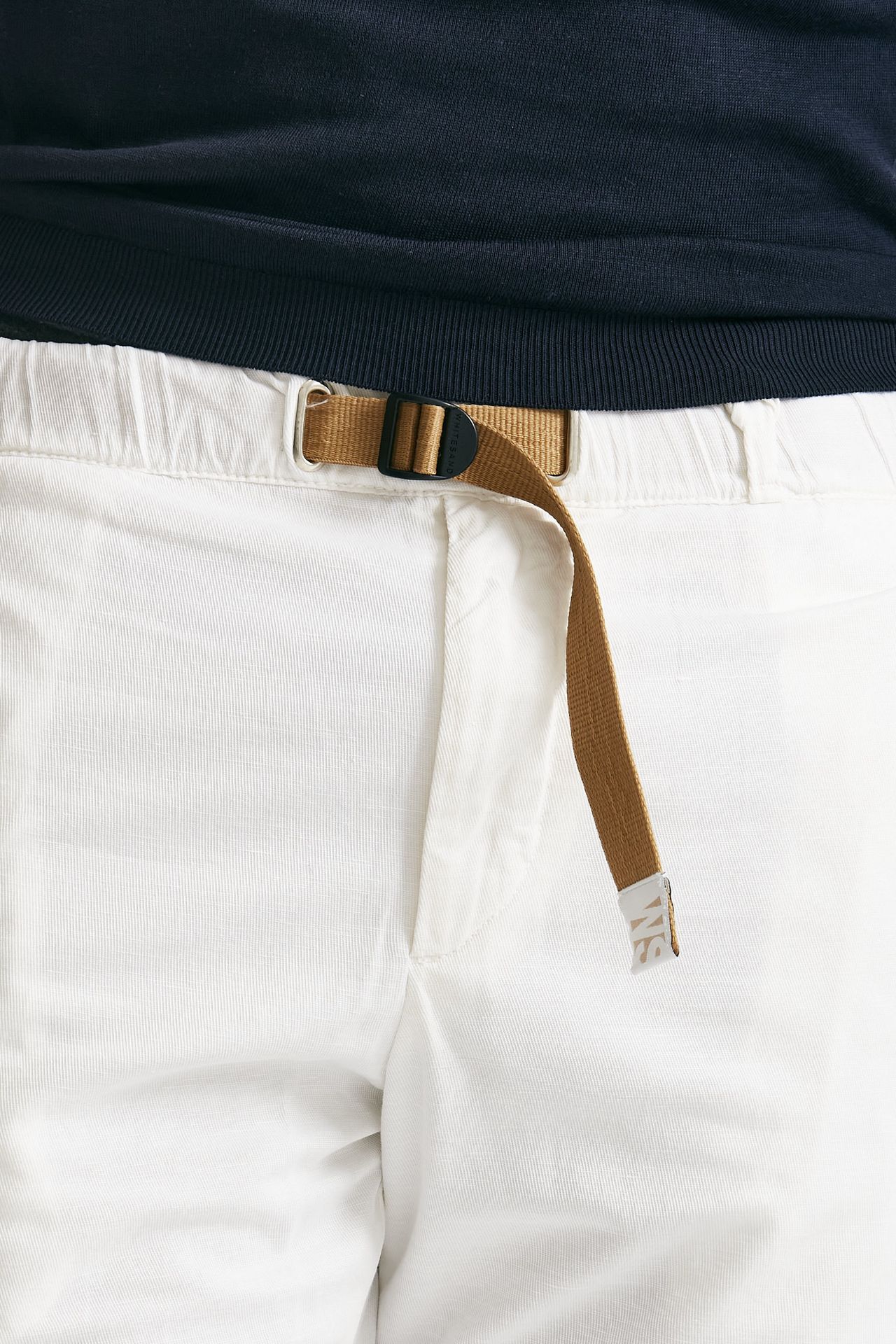 Pantalone in cotone e lino stretch bianco