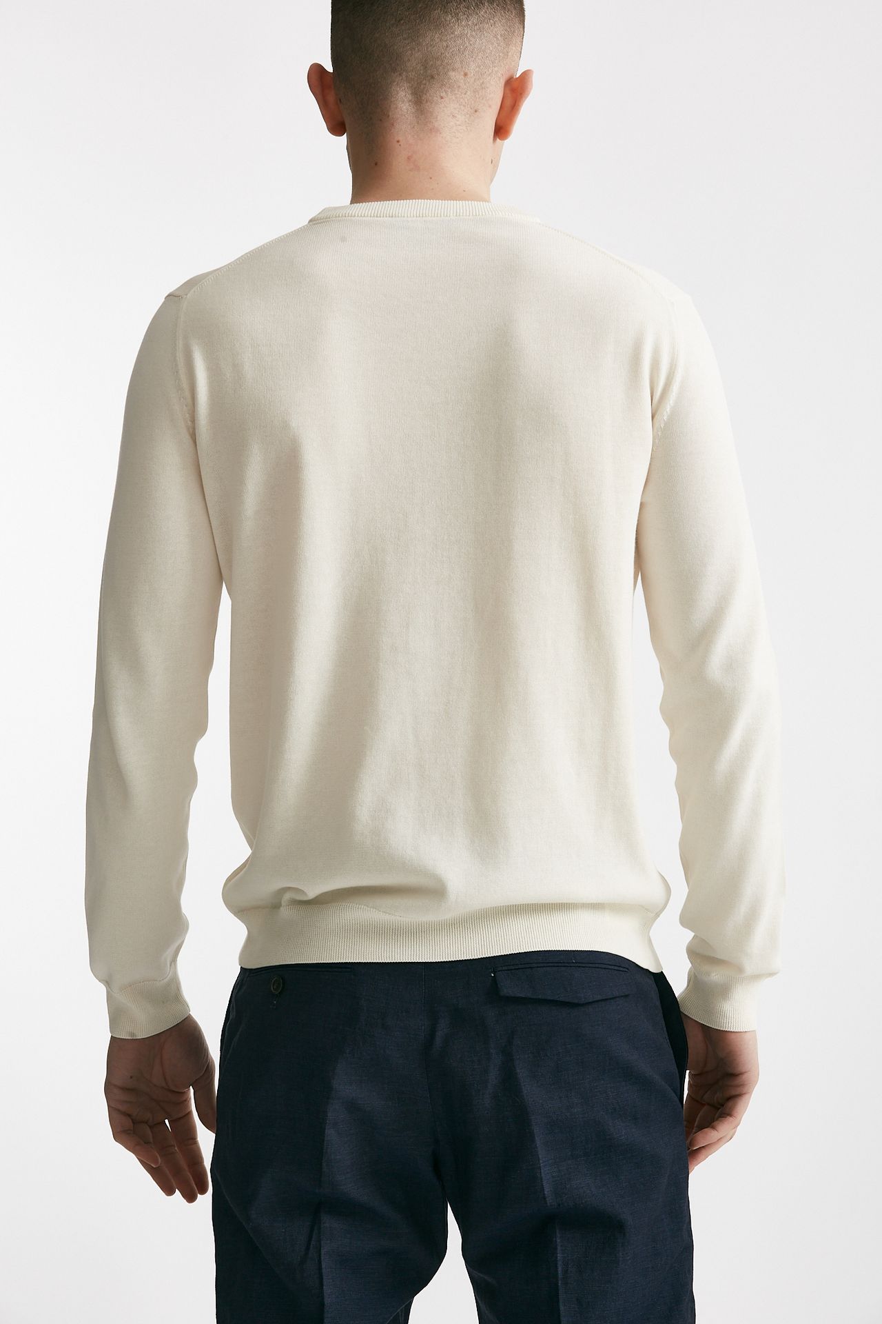 Maglia in cotone girocollo panna