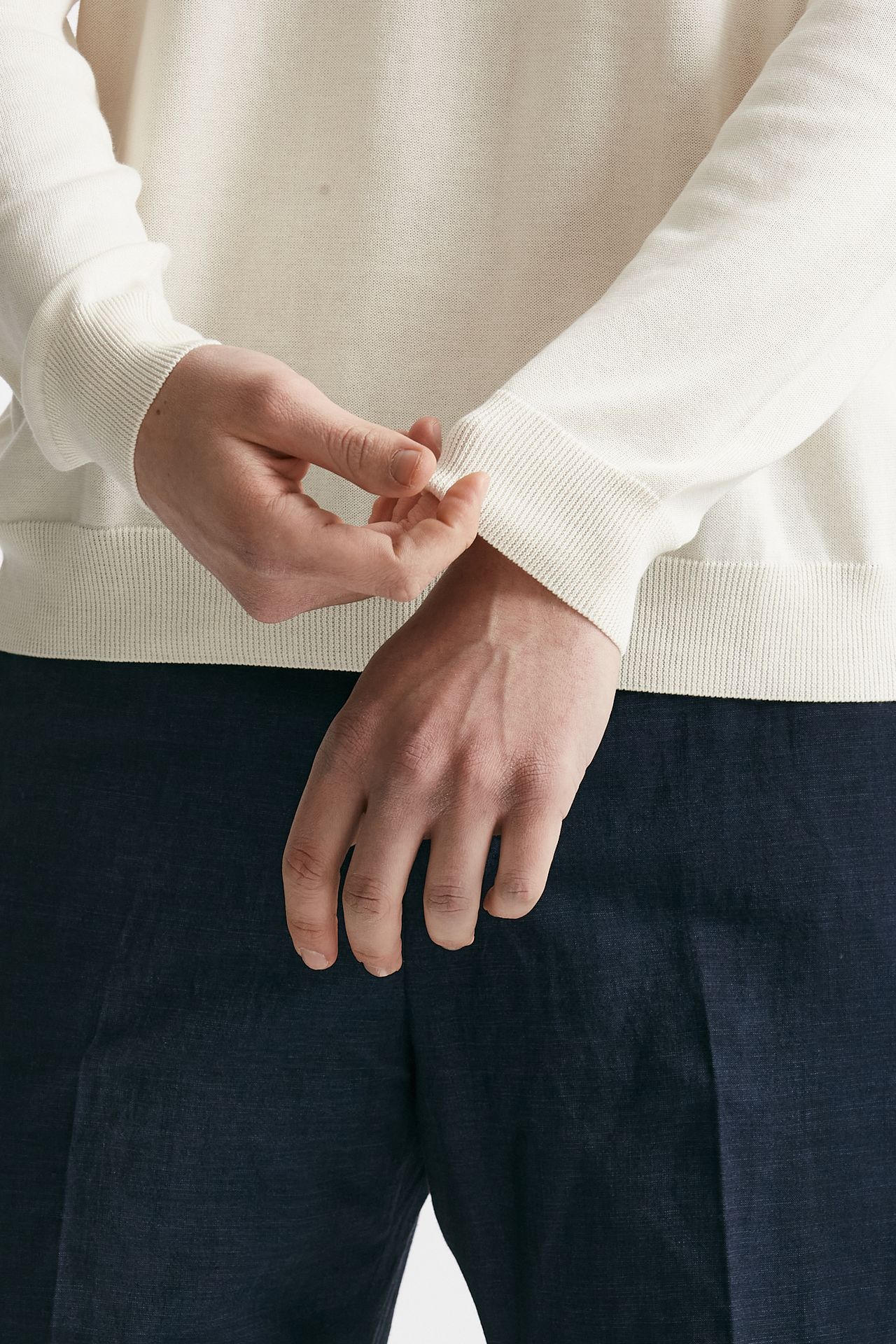 Maglia in cotone girocollo panna