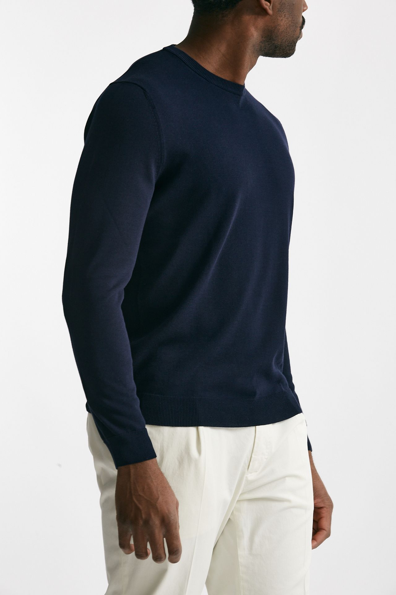 Maglia in cotone girocollo blu