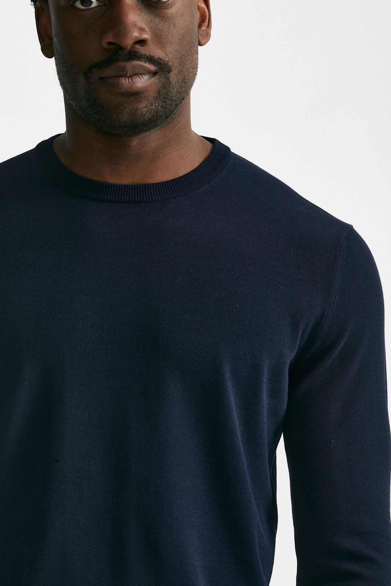 Maglia in cotone girocollo blu