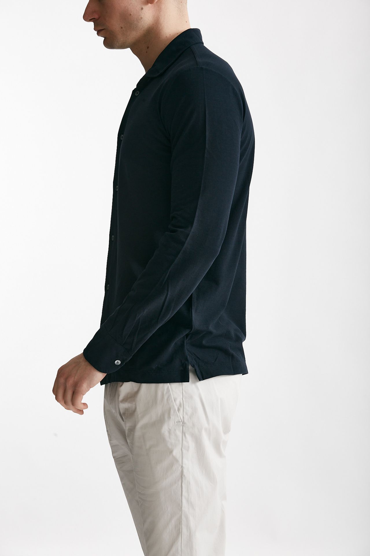 Polo camicia in cotone blu icecotton