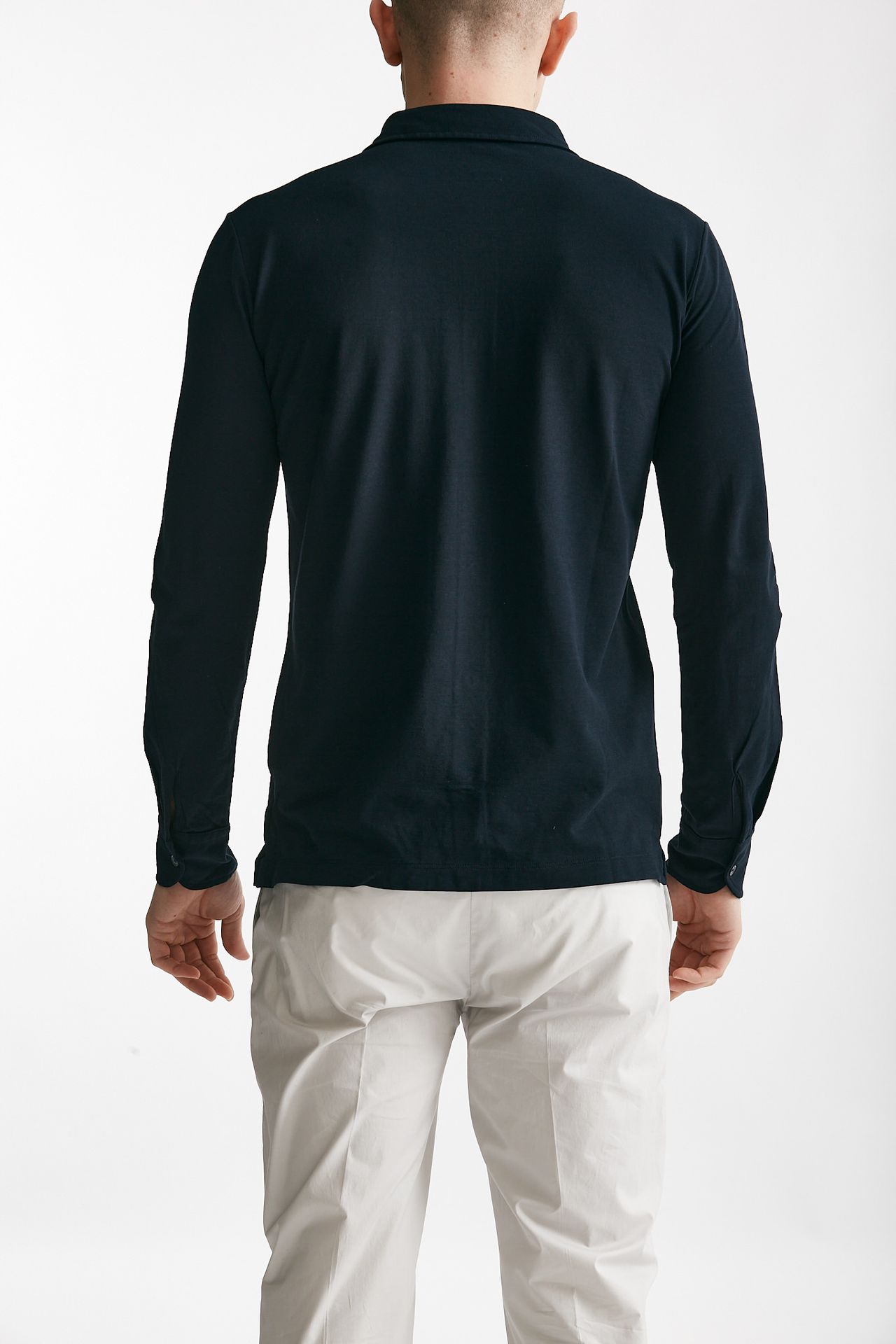 Polo camicia in cotone blu icecotton