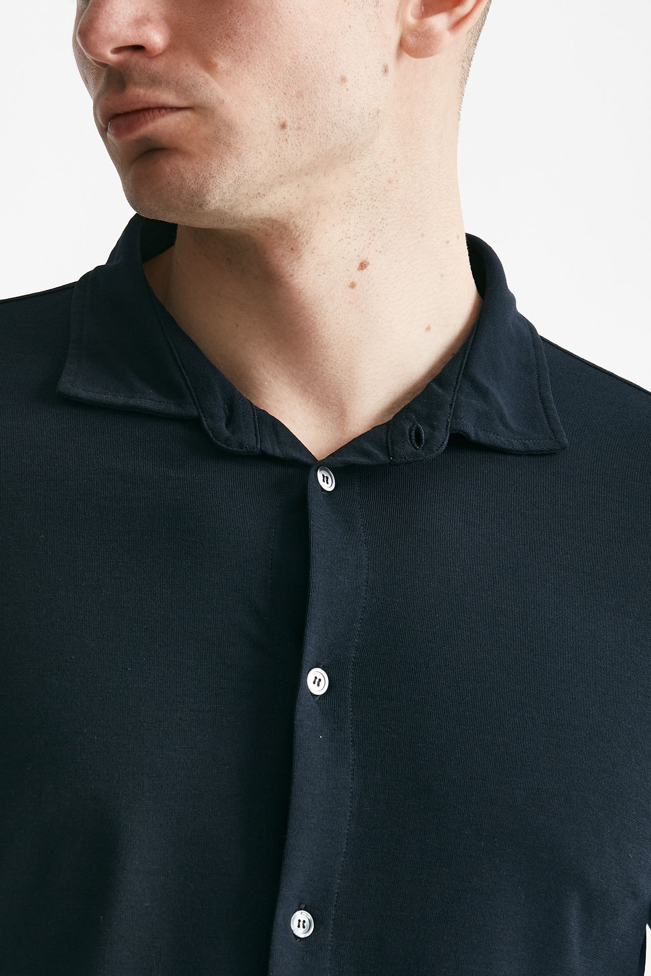 Polo camicia in cotone blu icecotton